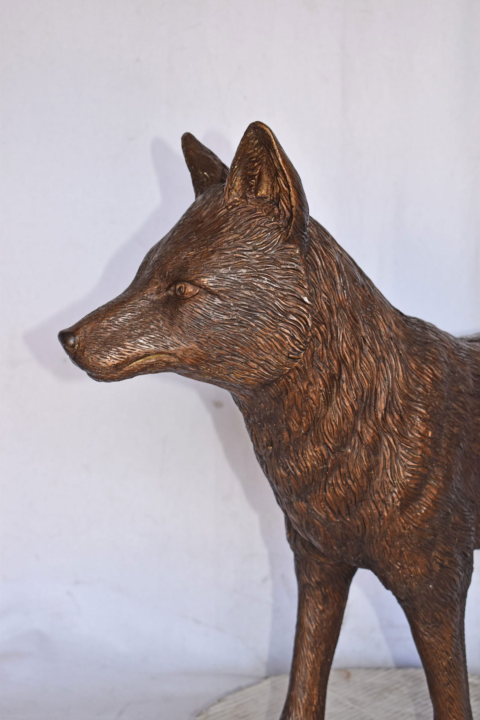 Fox Standing Life Size Bronze Statue - Size: 42"L x 9"W x 27"H. - 9