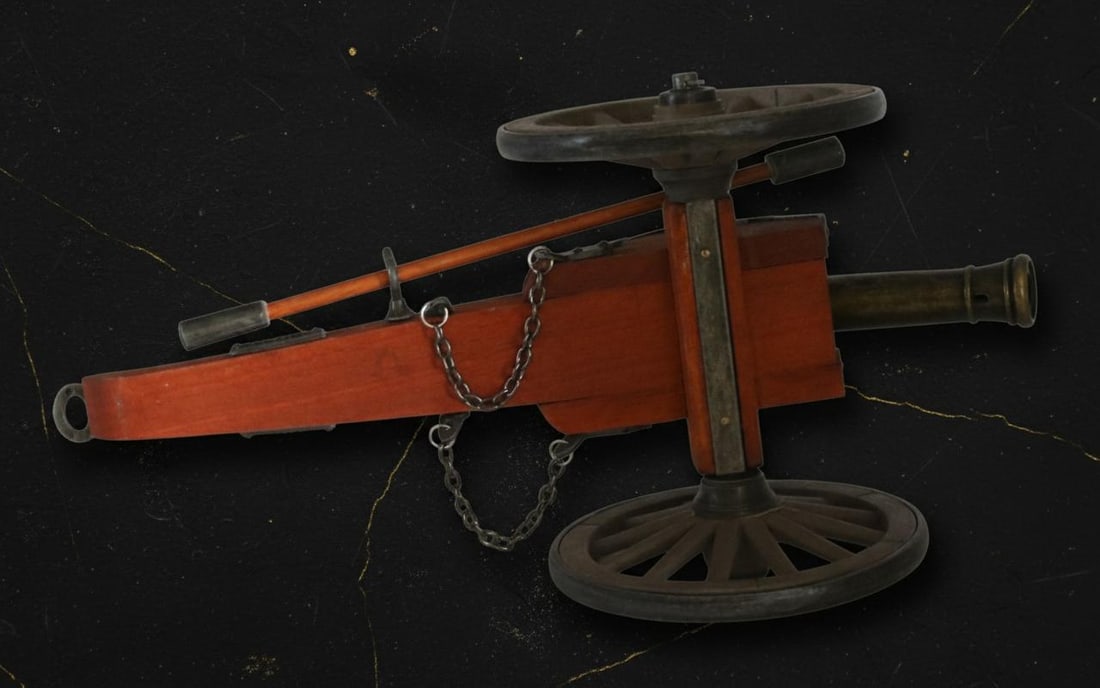 Antique Field Artillery Cannon Model, 12 Inch Miniature Replica with Wood Carriage - 5