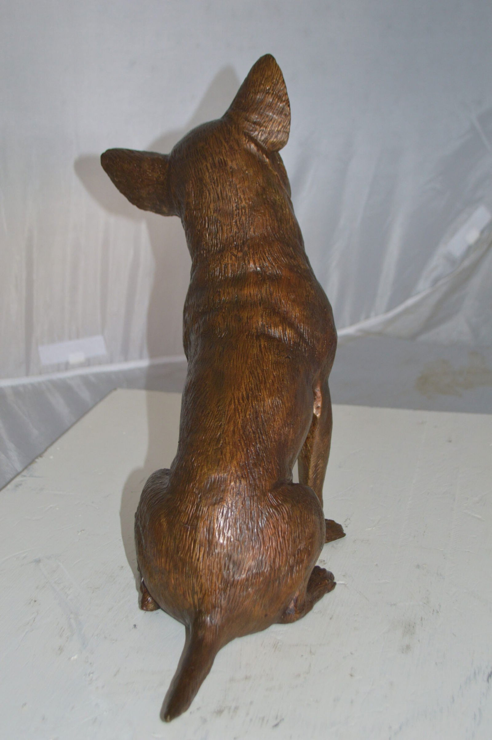 Sitting Chihuahua Bronze Statue - Size: 6"L x 15"W x 15"H. - 11