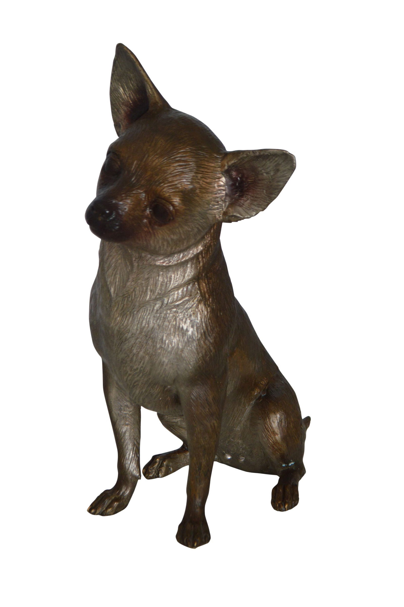 Sitting Chihuahua Bronze Statue - Size: 6"L x 15"W x 15"H. (1 of 12)