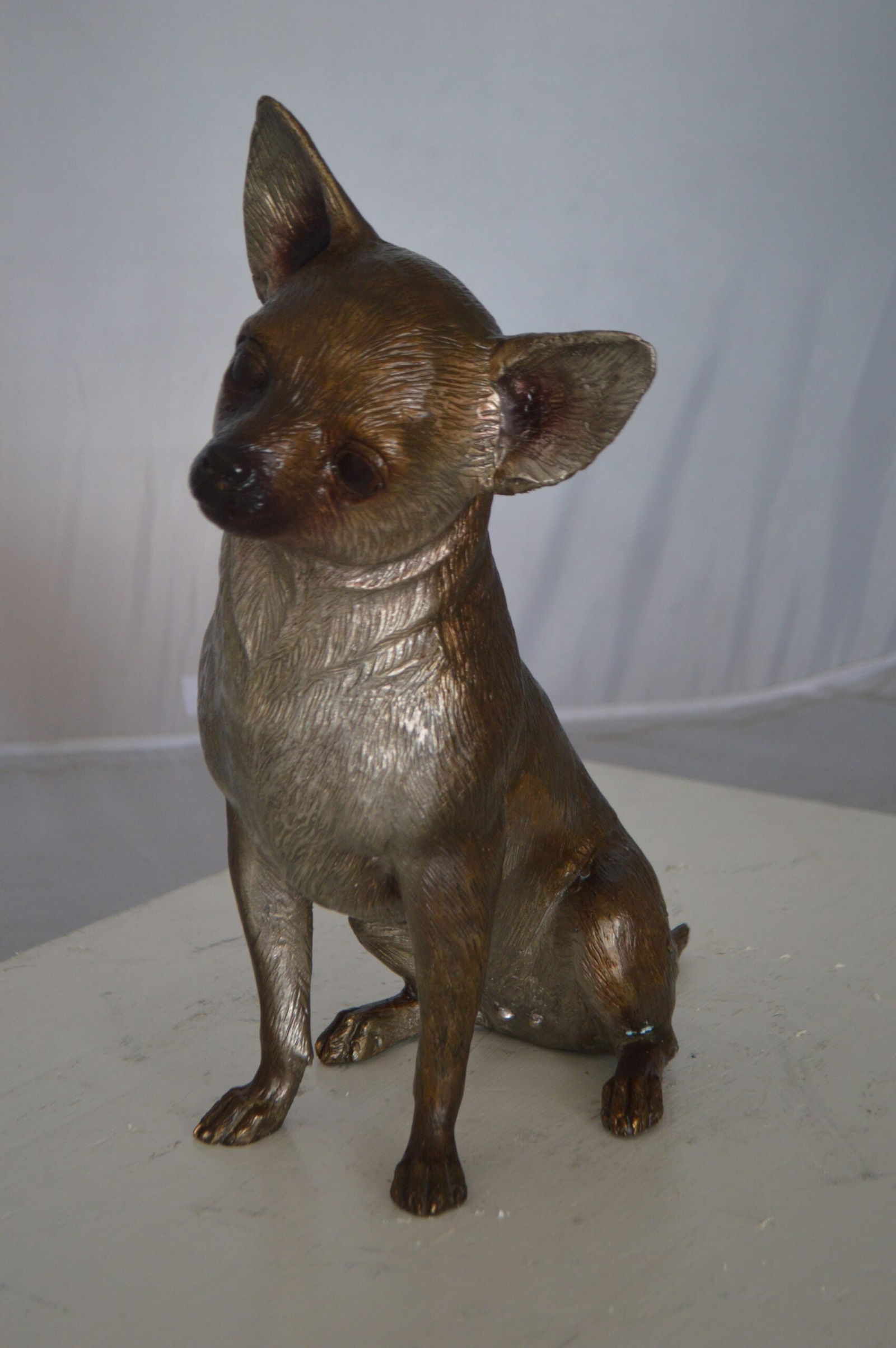 Sitting Chihuahua Bronze Statue - Size: 6"L x 15"W x 15"H. - 4