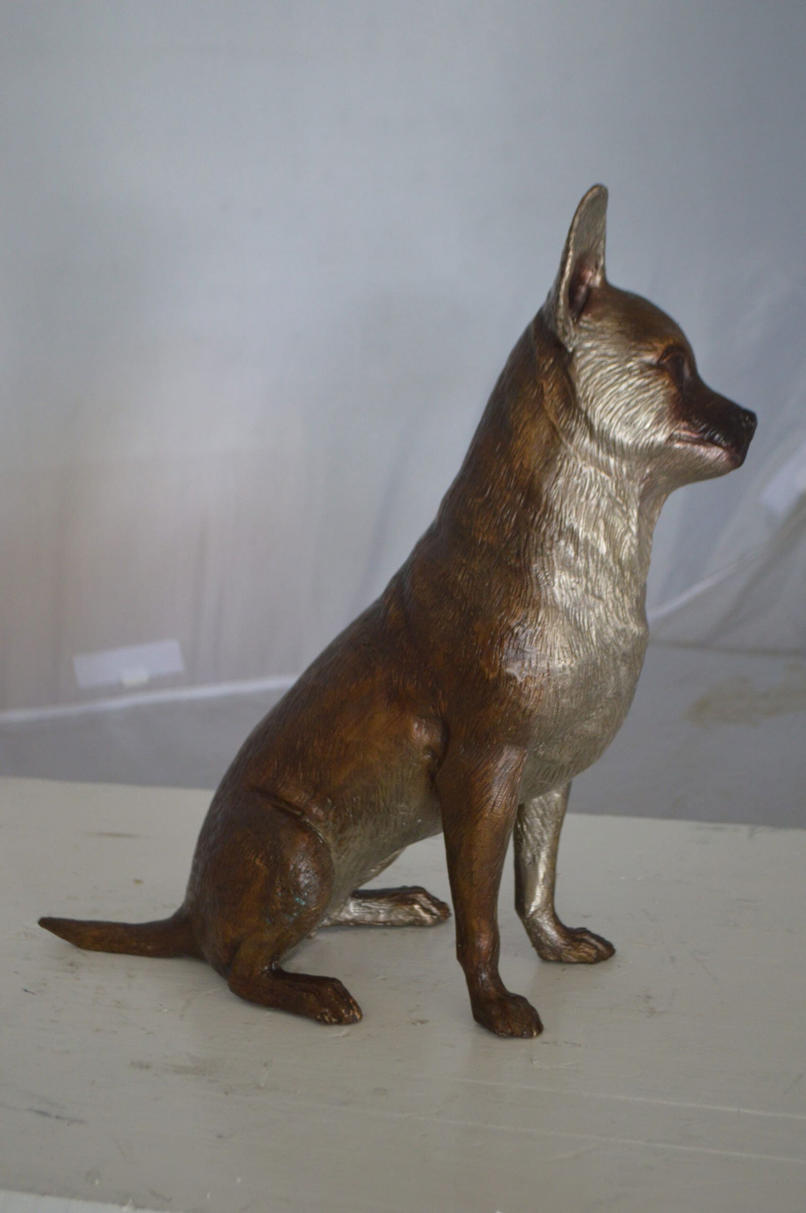 Sitting Chihuahua Bronze Statue - Size: 6"L x 15"W x 15"H. - 5