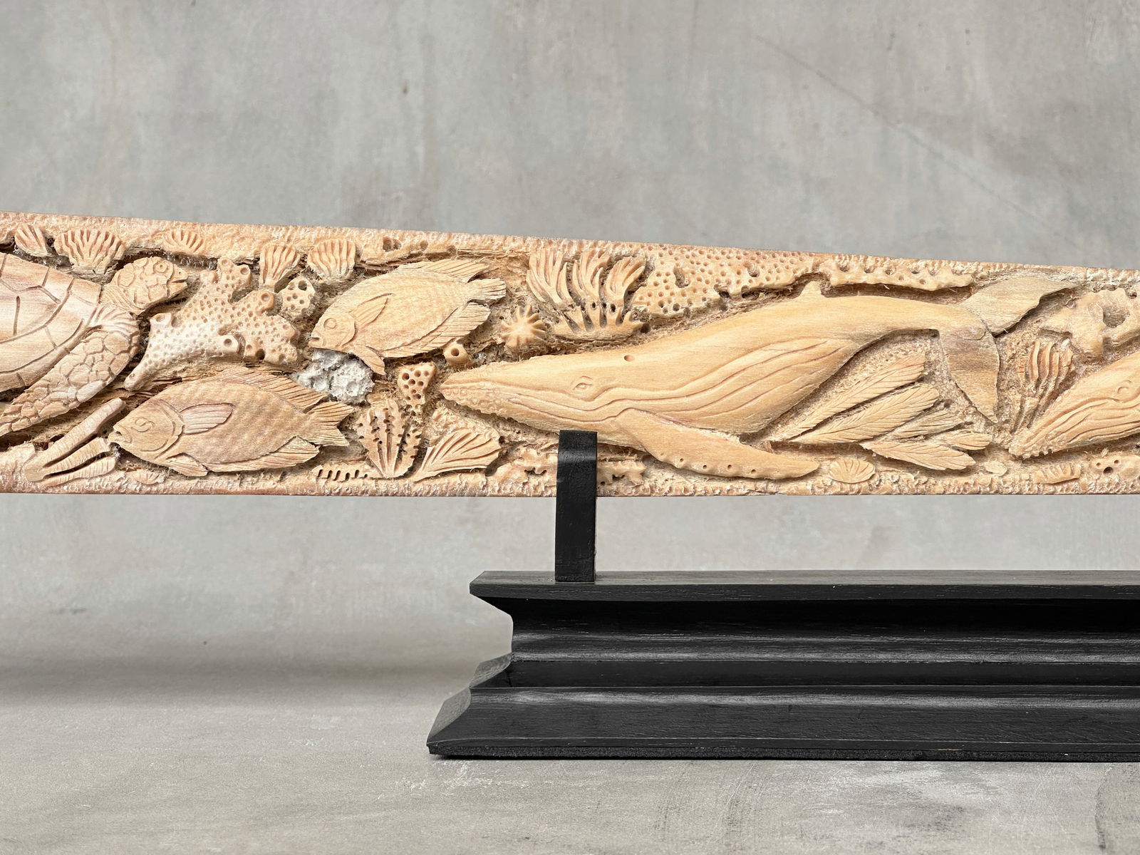 Wonderful engraved Swordfish rostrum - Marine motif - 6