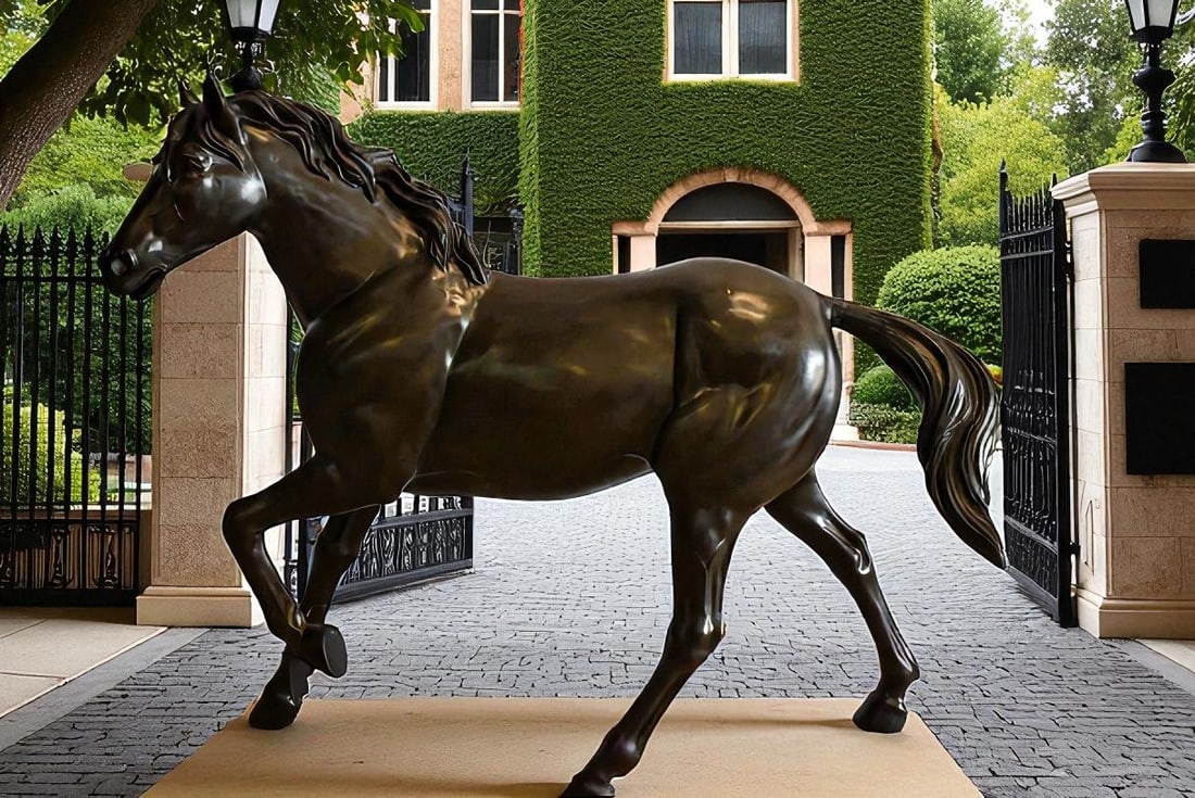 Lifesized Galloping Horse Bronze Statue 77" x 27" x 60"H - 2