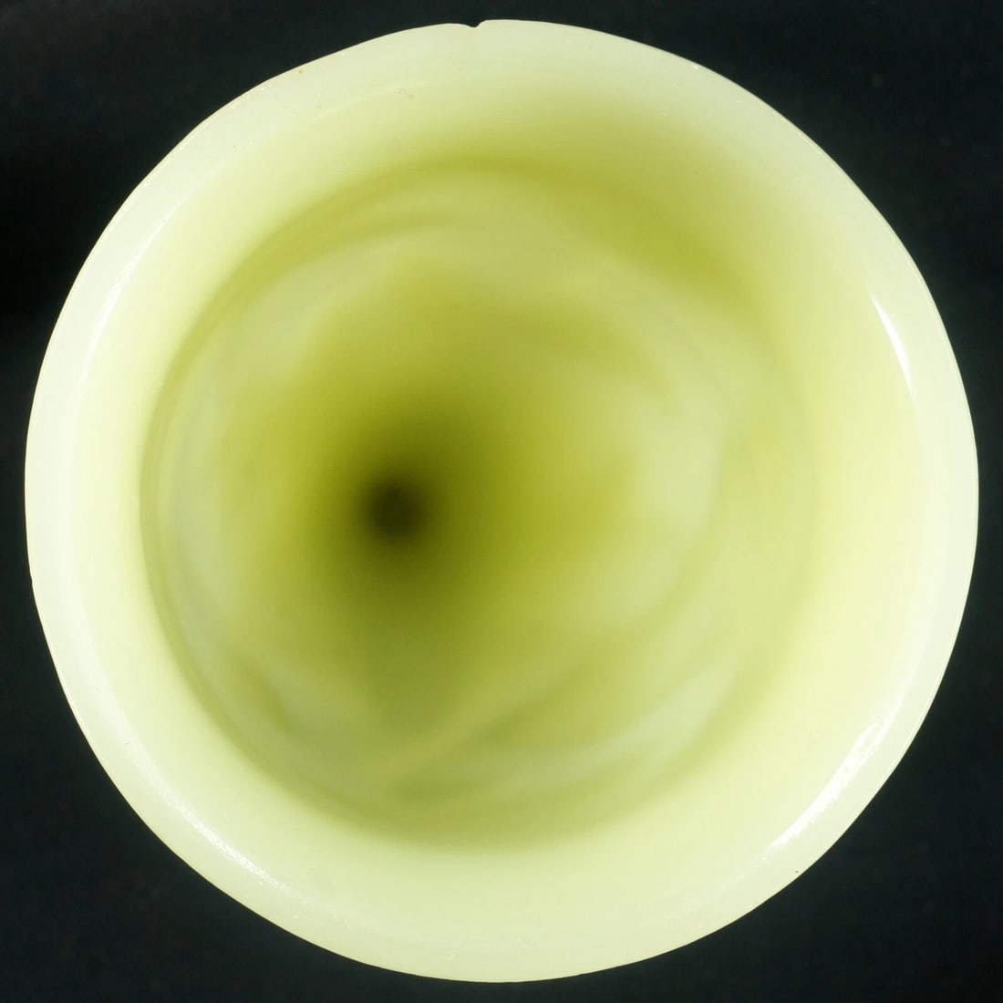 Peking Glass Lotus Wine Cup Jade Color c 1920 - 10