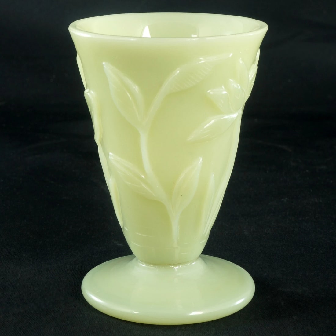 Peking Glass Lotus Wine Cup Jade Color c 1920 - 6