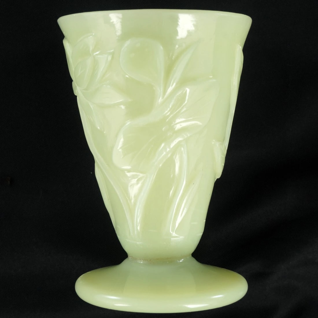 Peking Glass Lotus Wine Cup Jade Color c 1920 - 9