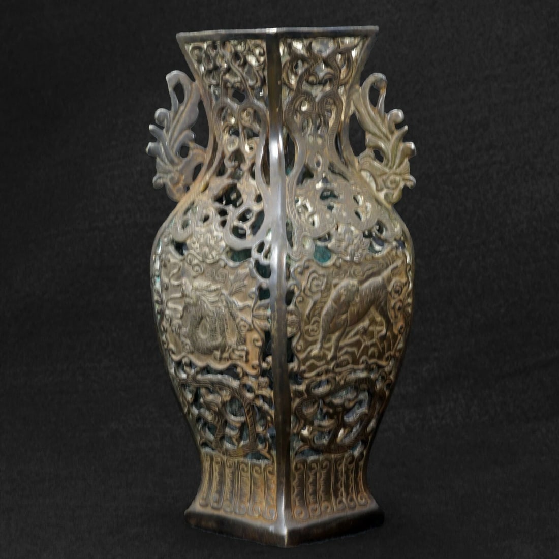 Chinese Pierced Bronze Vase Republic Period - 4
