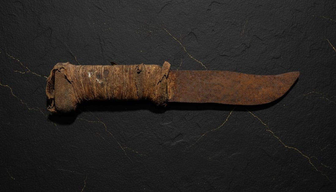 Hand Made Primitive Navajo Knife with Iron Blade, Antique Native American Tool - 3