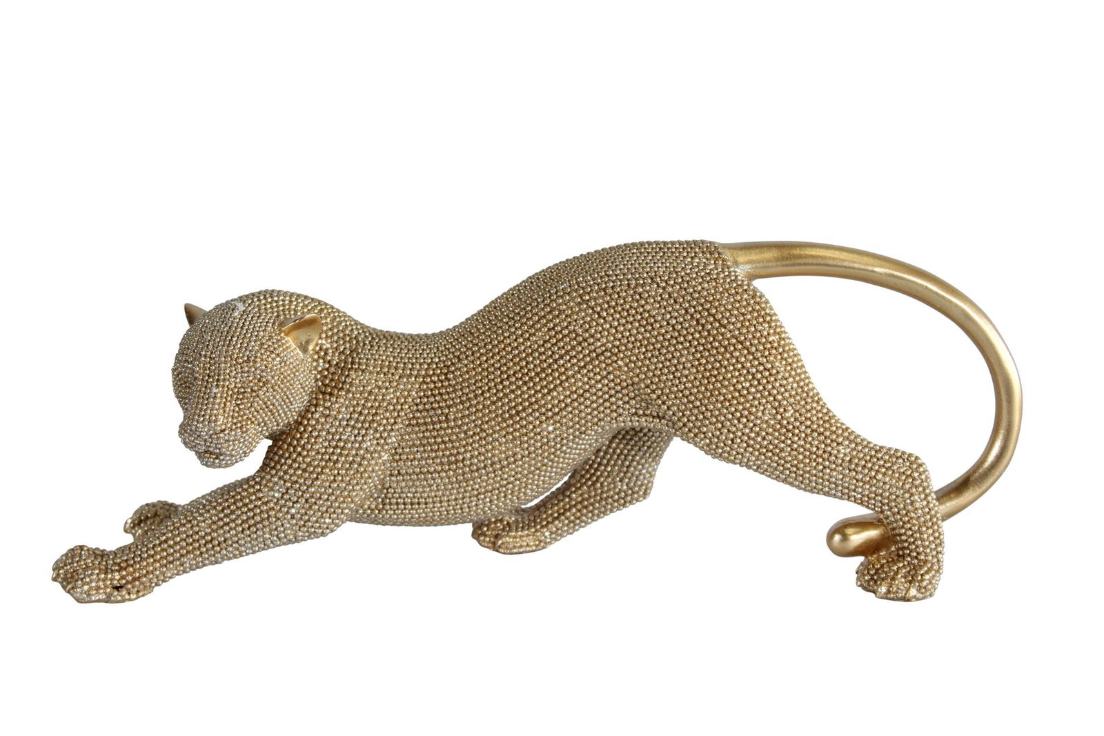 Elegant Gold Resin Panther Statue - Stretching Pose - Textured Modern Decor Accent - 15" x 4" x 6"H (1 of 12)