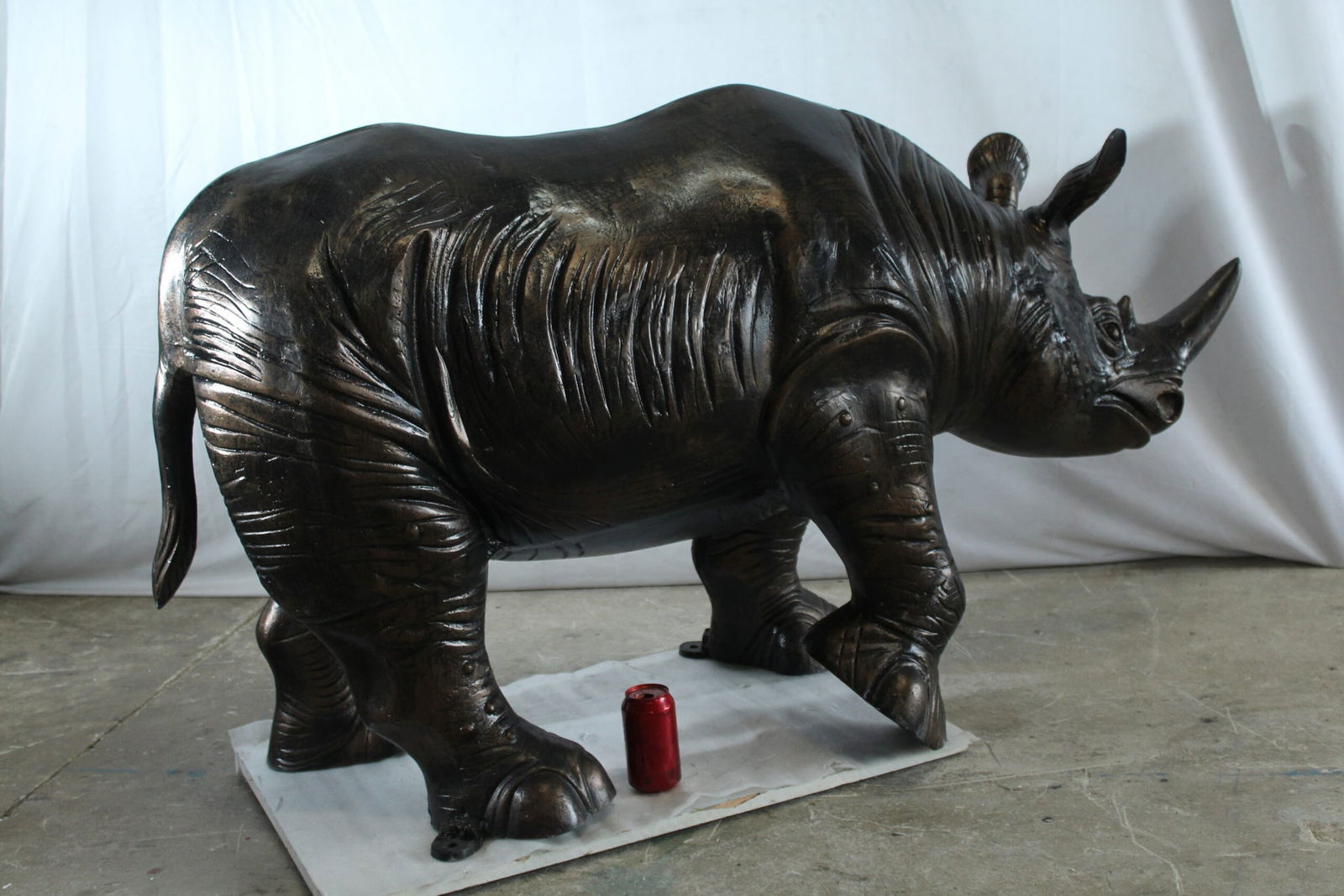 Giant Aluminum Rhinoceros Statue with Sculpted Armor Texture – Indoor & Outdoor Decorative - 10
