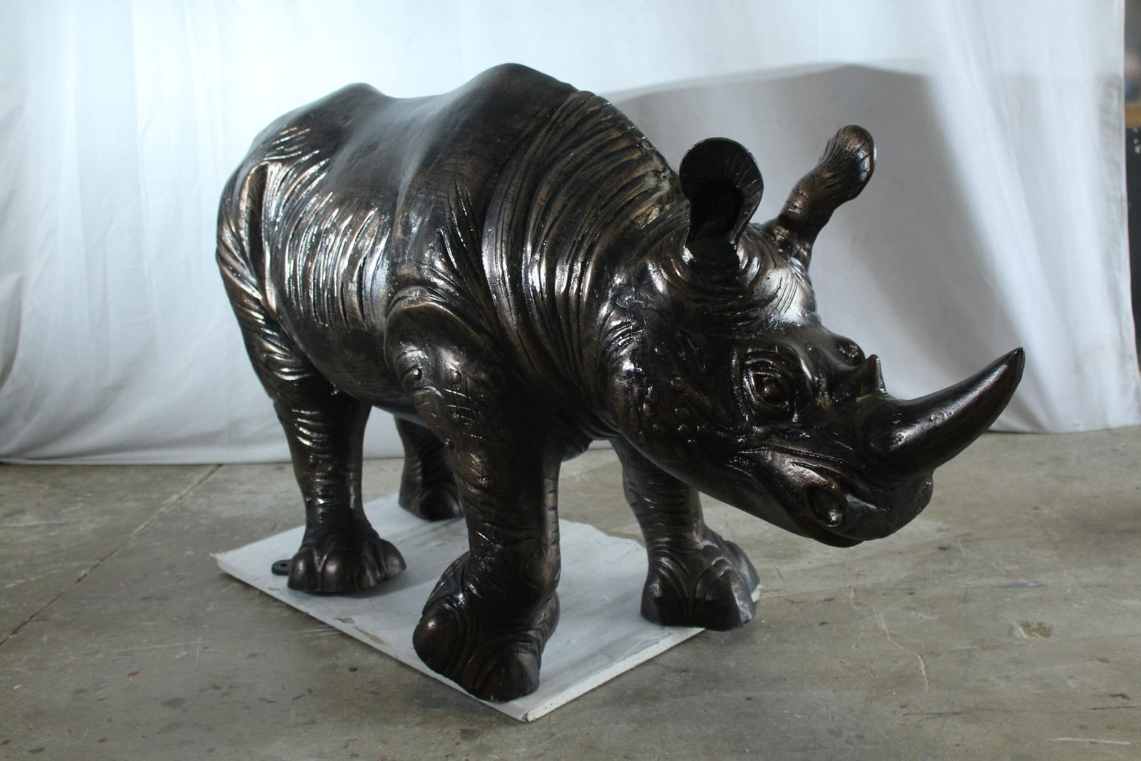 Giant Aluminum Rhinoceros Statue with Sculpted Armor Texture – Indoor & Outdoor Decorative - 12