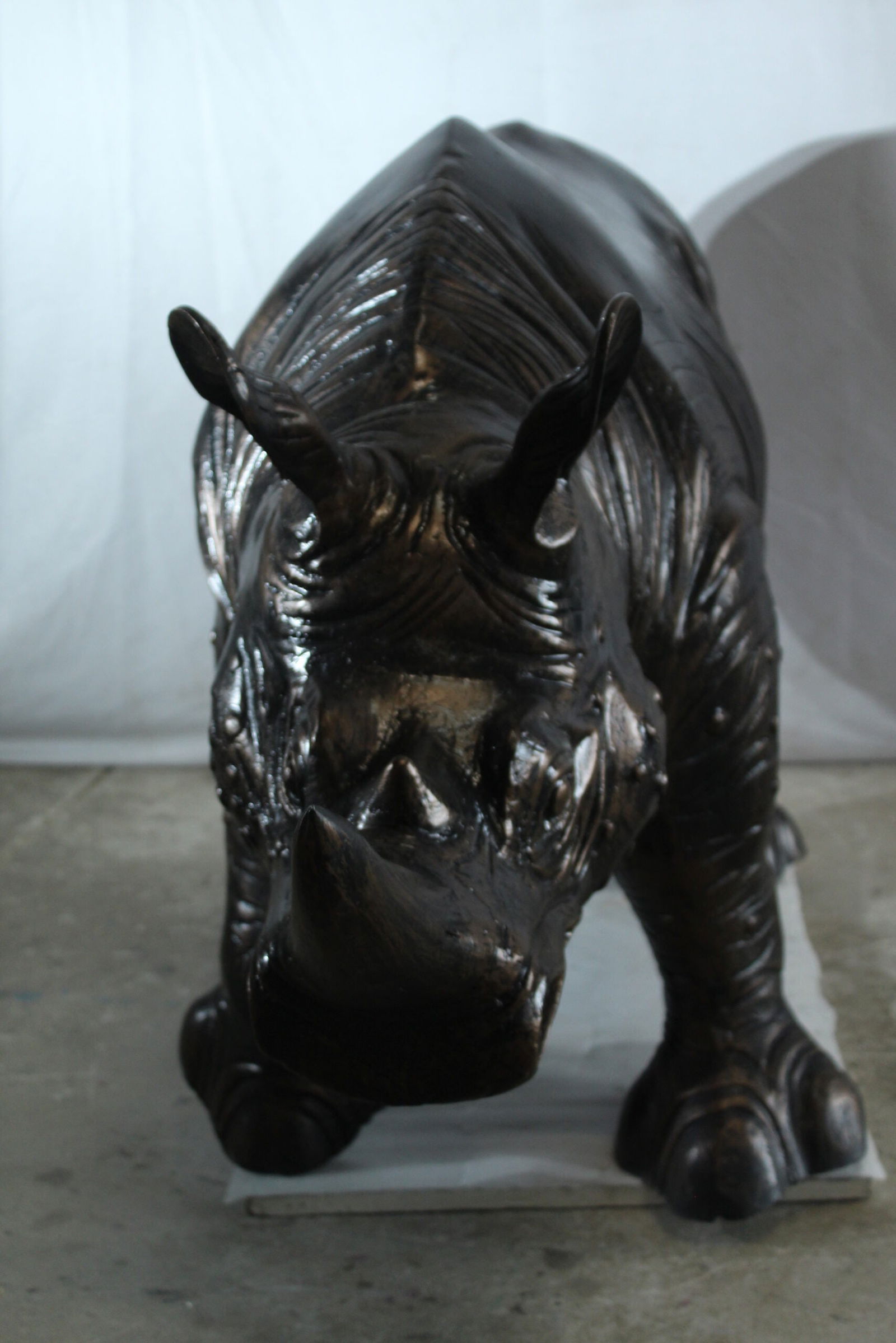 Giant Aluminum Rhinoceros Statue with Sculpted Armor Texture – Indoor & Outdoor Decorative - 3