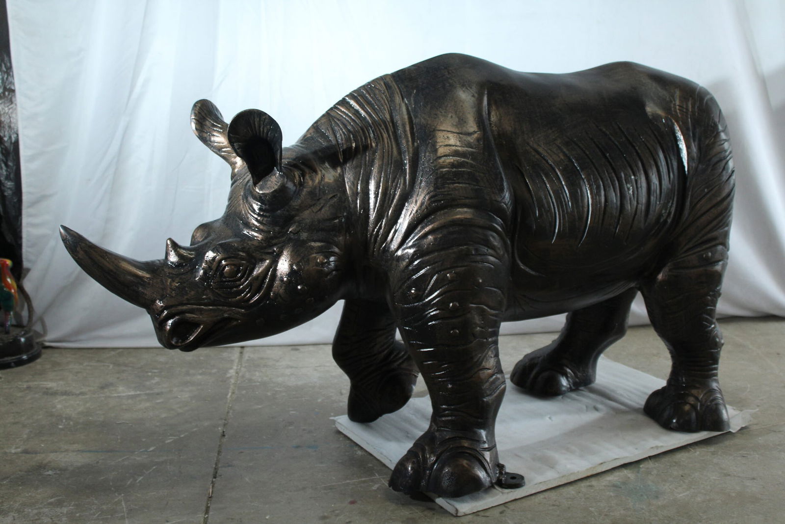 Giant Aluminum Rhinoceros Statue with Sculpted Armor Texture – Indoor & Outdoor Decorative - 6