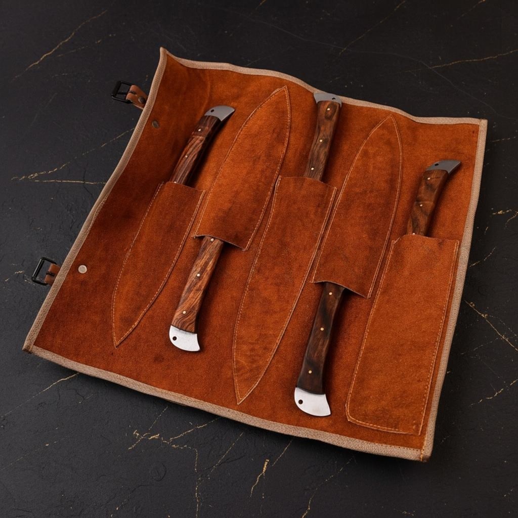 Hand Forged 5-Piece Damascus Steel Kitchen Knife Set with Twist Pattern Blades - 5