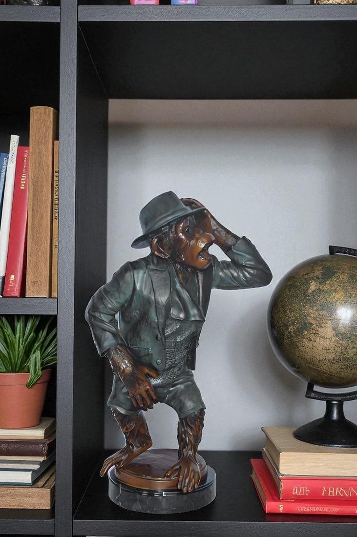 Monkey in Suit bronze statue - Size: 16"L x 10"W x 27"H. - 2