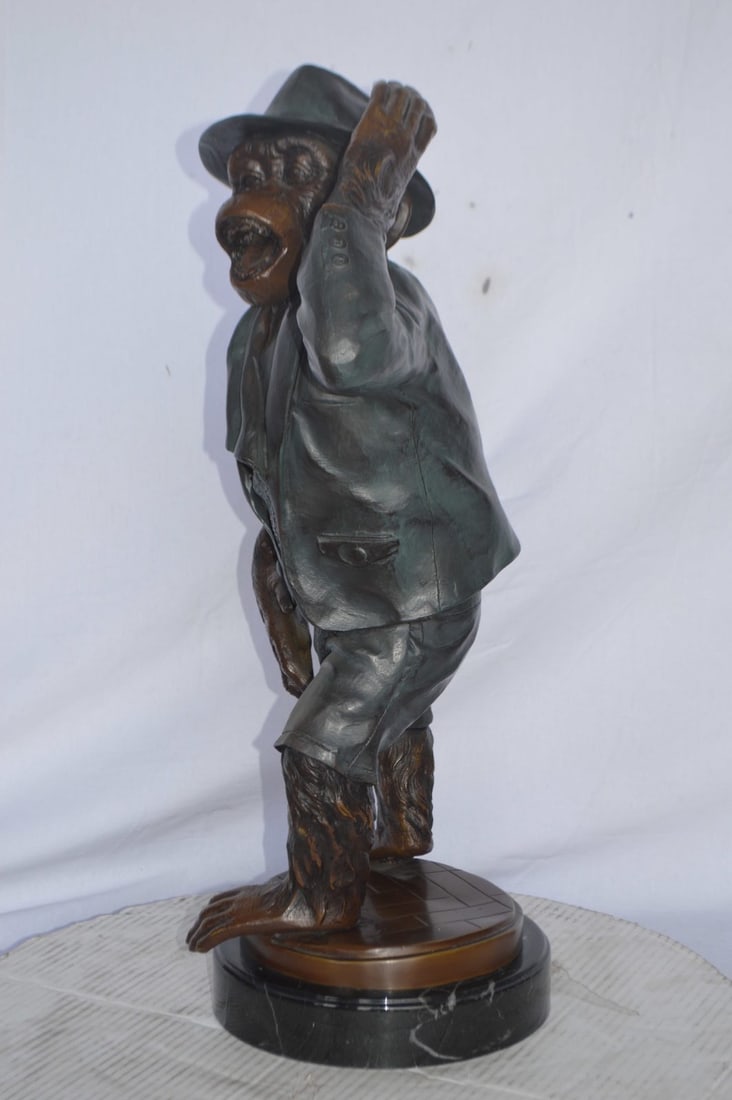 Monkey in Suit bronze statue - Size: 16"L x 10"W x 27"H. - 4