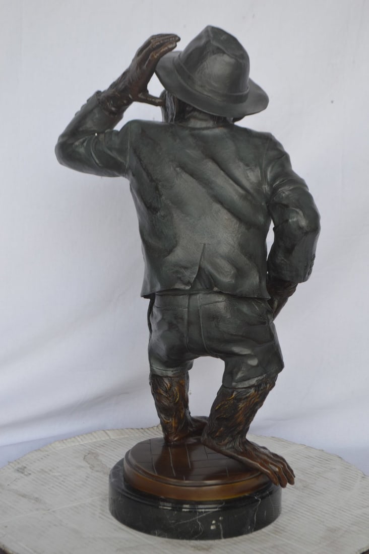 Monkey in Suit bronze statue - Size: 16"L x 10"W x 27"H. - 6