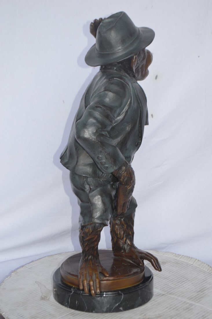 Monkey in Suit bronze statue - Size: 16"L x 10"W x 27"H. - 7