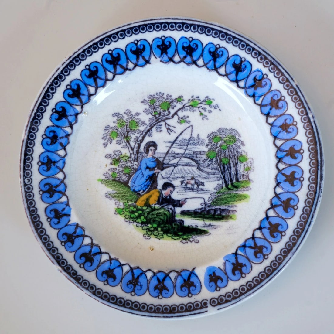 Miniature Child’s Multicolor Plate c 1865 - 3