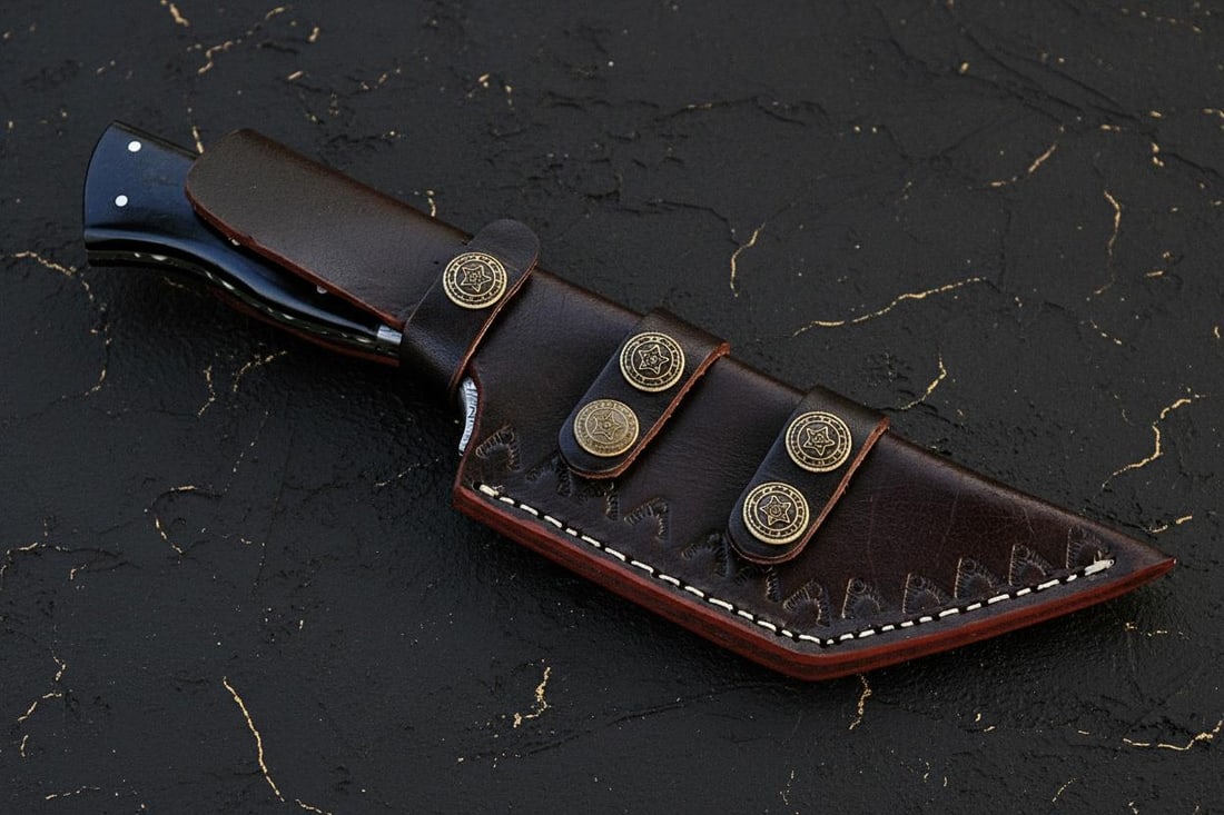 Custom Forged Twist Damascus Steel Knife 10" Bull Horn Handle for Hunting Bushcraft - 5