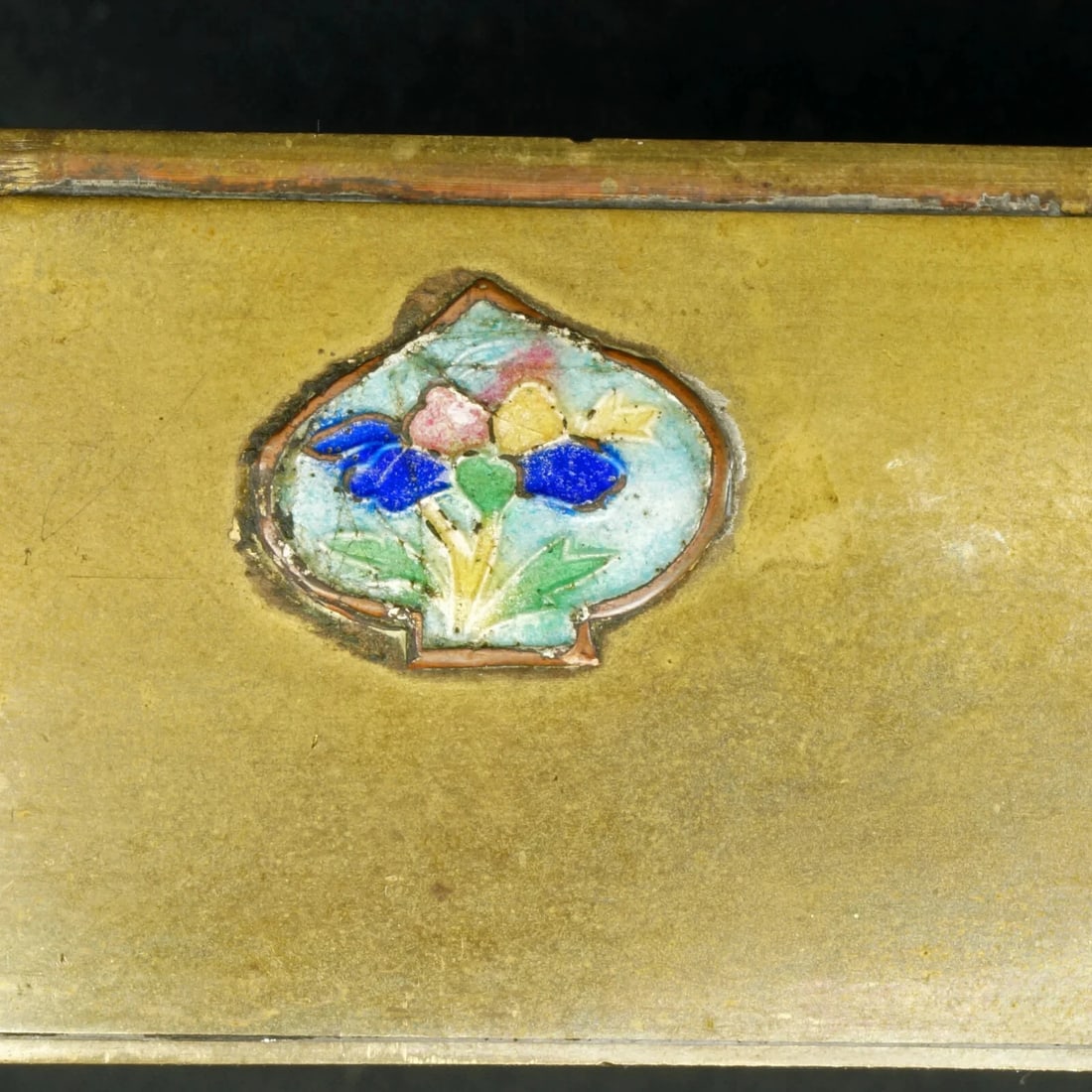 Vintage Chinese Enameled Brass Box c 1920 - 10