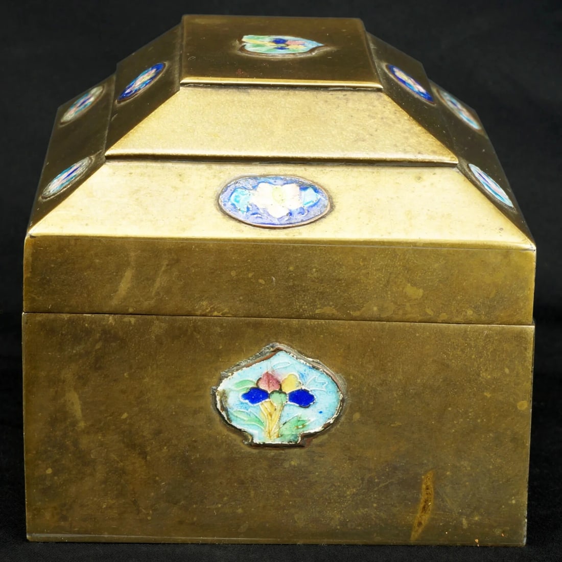 Vintage Chinese Enameled Brass Box c 1920 - 7