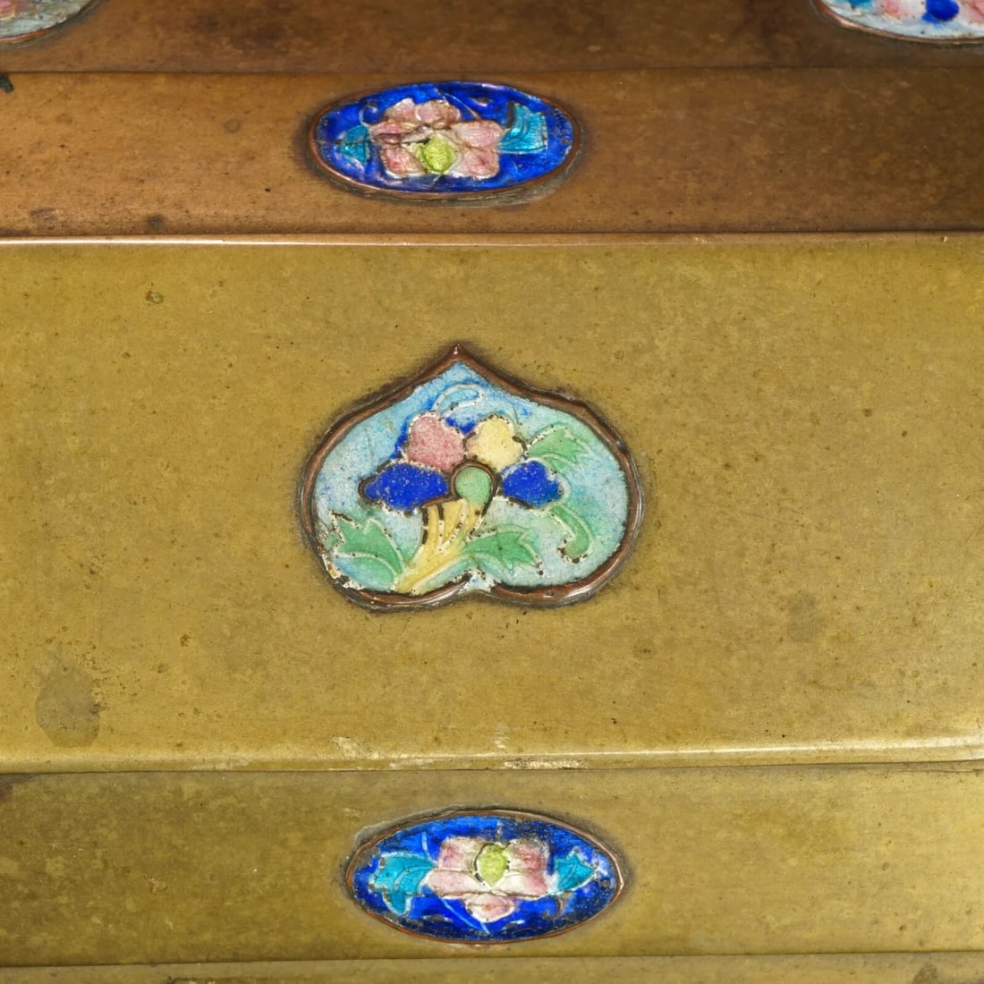 Vintage Chinese Enameled Brass Box c 1920 - 9