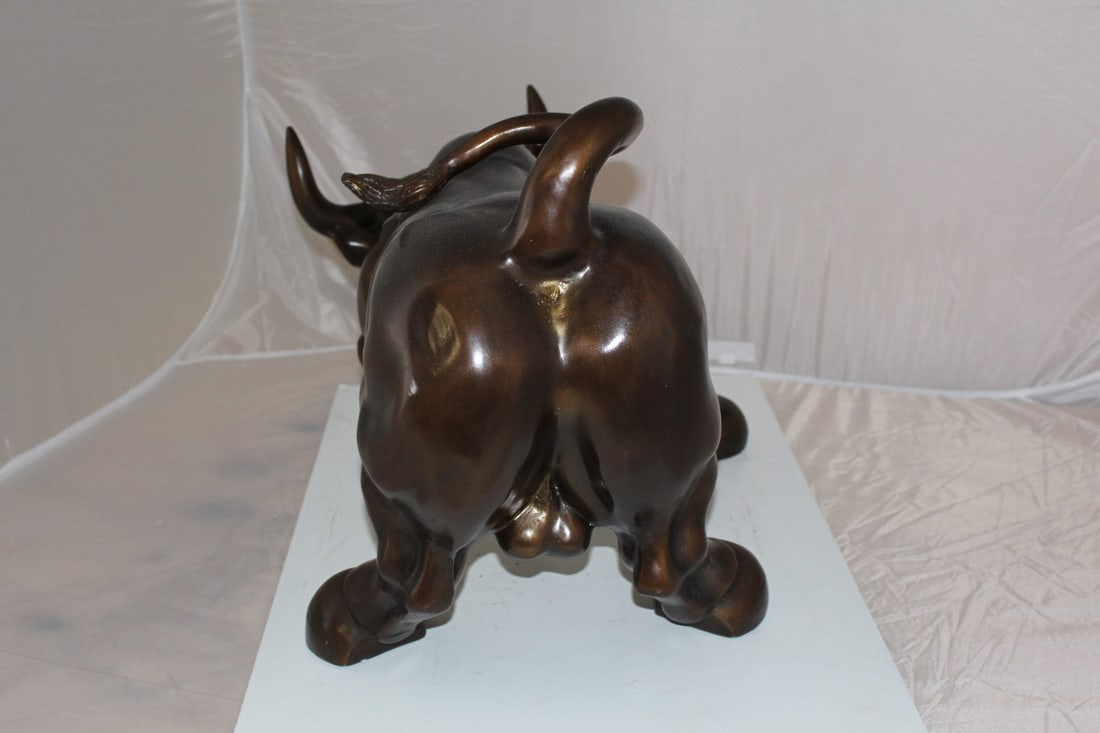 Wall street Bull -large Bronze Statue - Size: 28"L x 16"W x 22"H. - 11