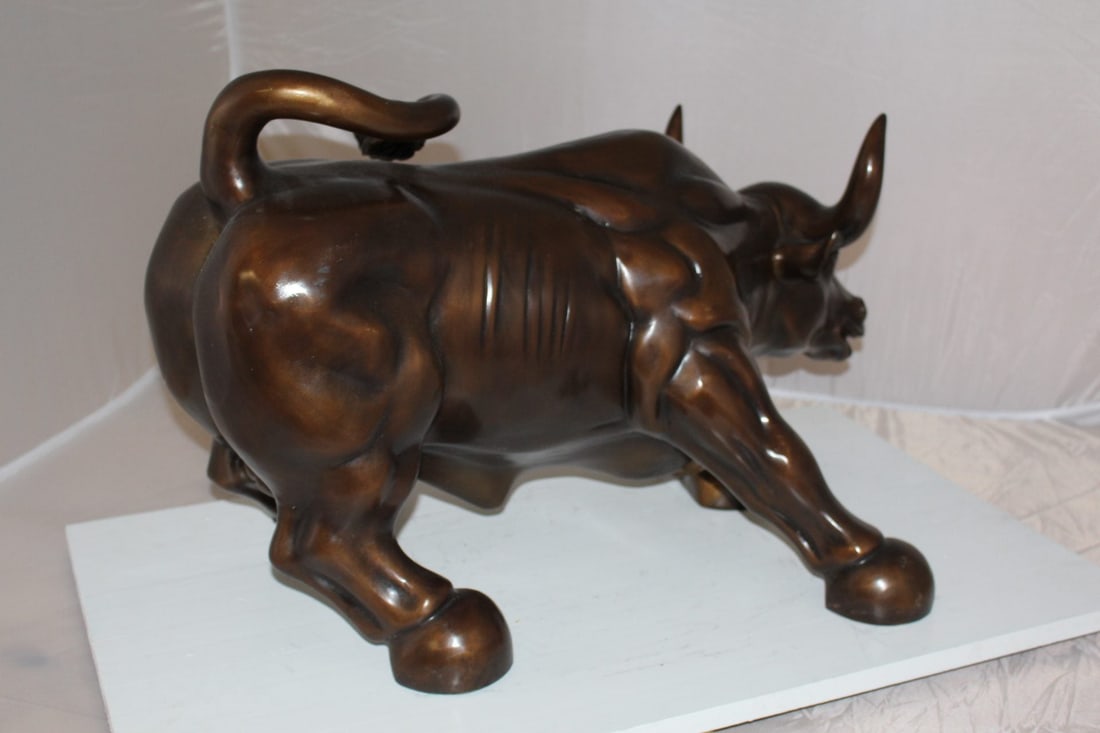 Wall street Bull -large Bronze Statue - Size: 28"L x 16"W x 22"H. - 12