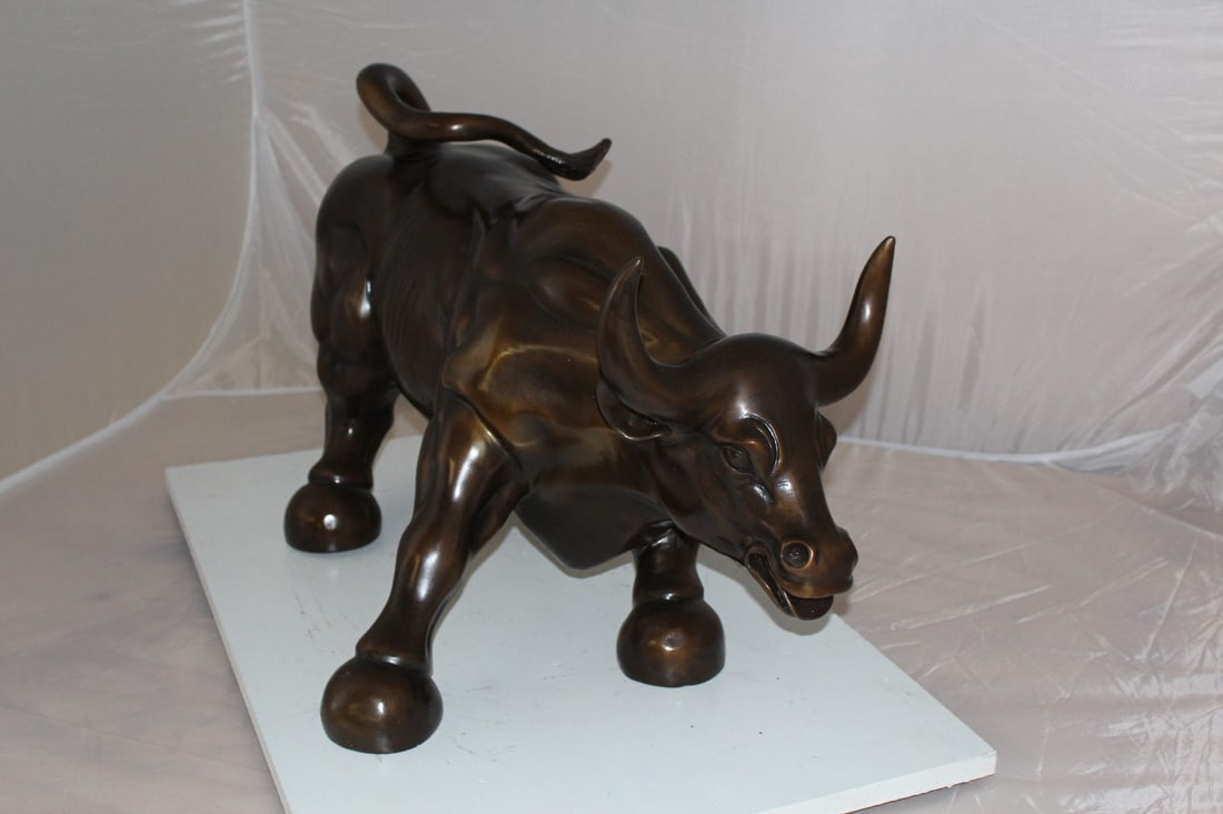Wall street Bull -large Bronze Statue - Size: 28"L x 16"W x 22"H. - 15