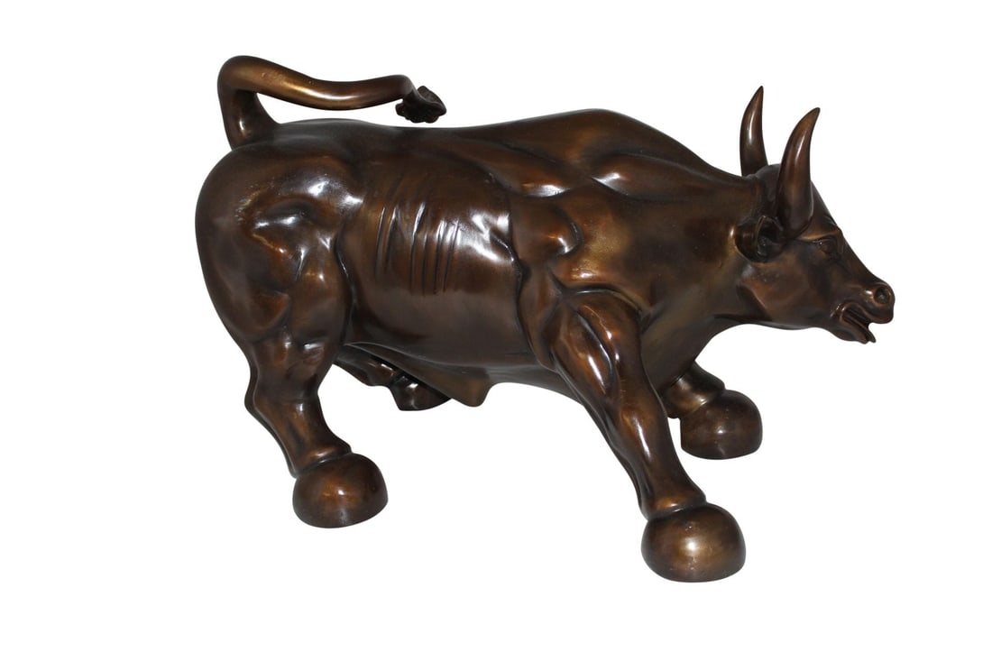 Wall street Bull -large Bronze Statue - Size: 28"L x 16"W x 22"H. (1 of 15)