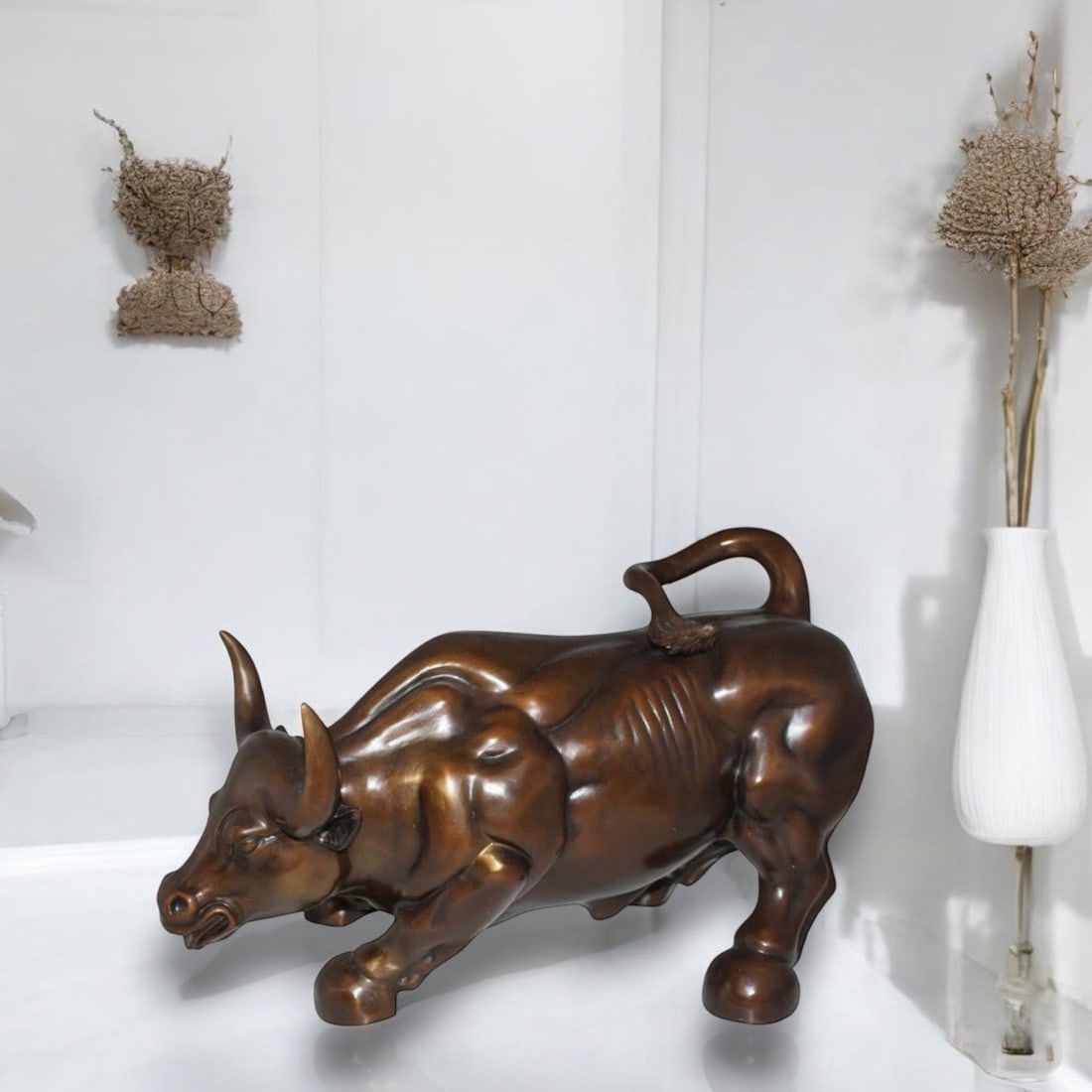 Wall street Bull -large Bronze Statue - Size: 28"L x 16"W x 22"H. - 2