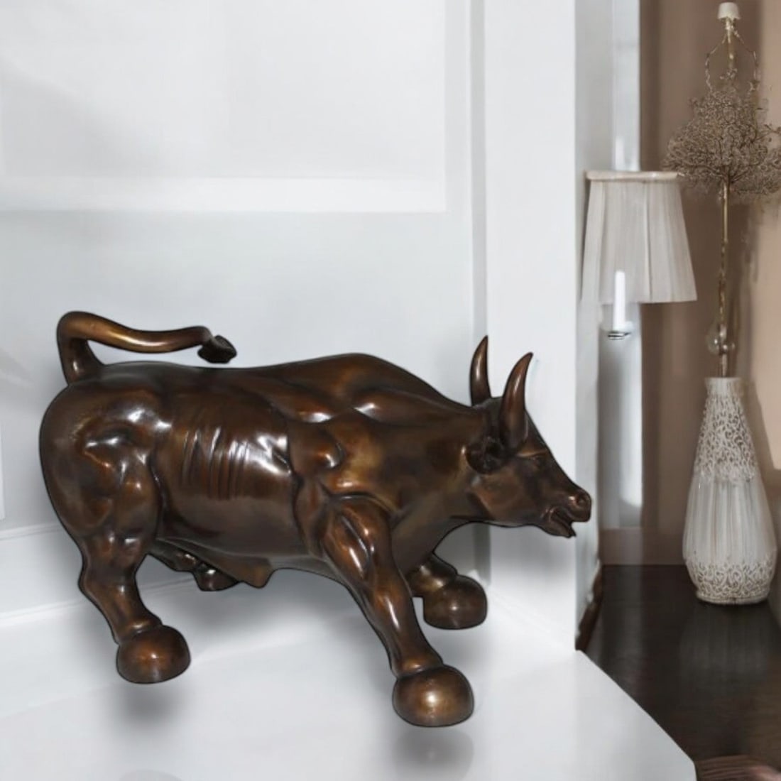 Wall street Bull -large Bronze Statue - Size: 28"L x 16"W x 22"H. - 3