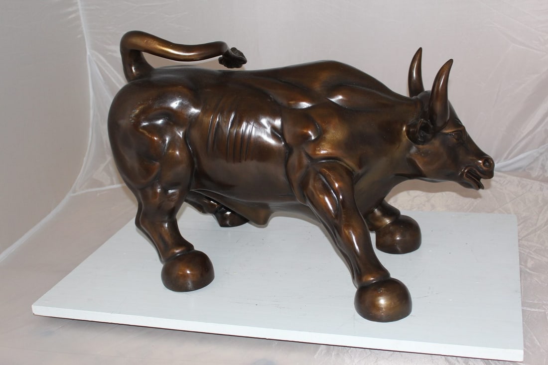 Wall street Bull -large Bronze Statue - Size: 28"L x 16"W x 22"H. - 5