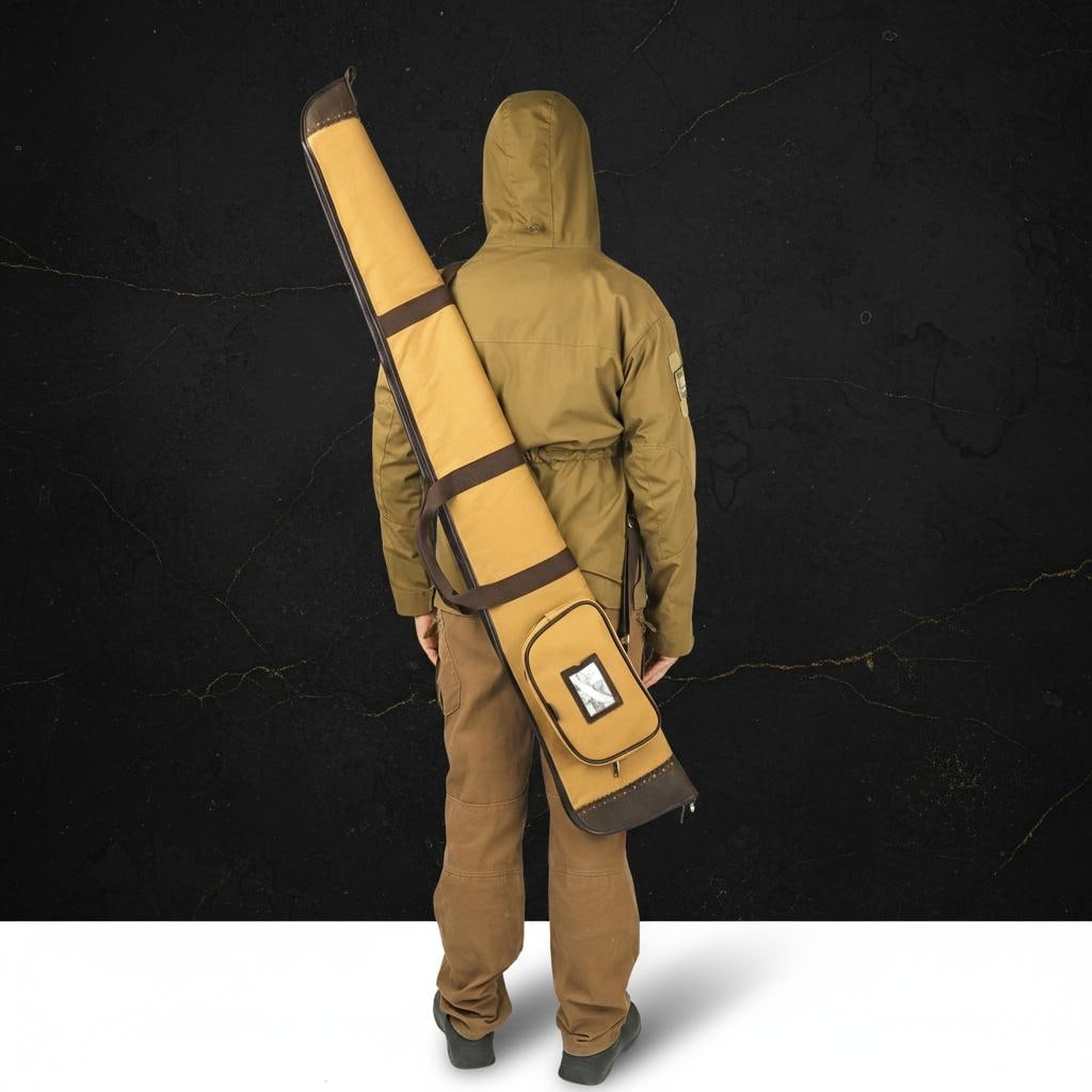 Padded Canvas and Leather Shotgun Case Gun Slip Bag with Adjustable Sling - 16