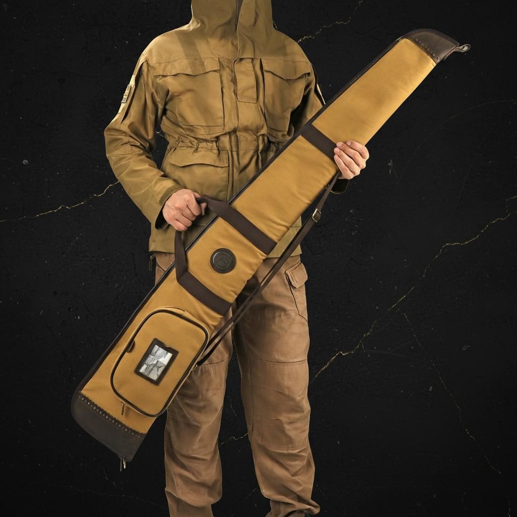 Padded Canvas and Leather Shotgun Case Gun Slip Bag with Adjustable Sling - 19