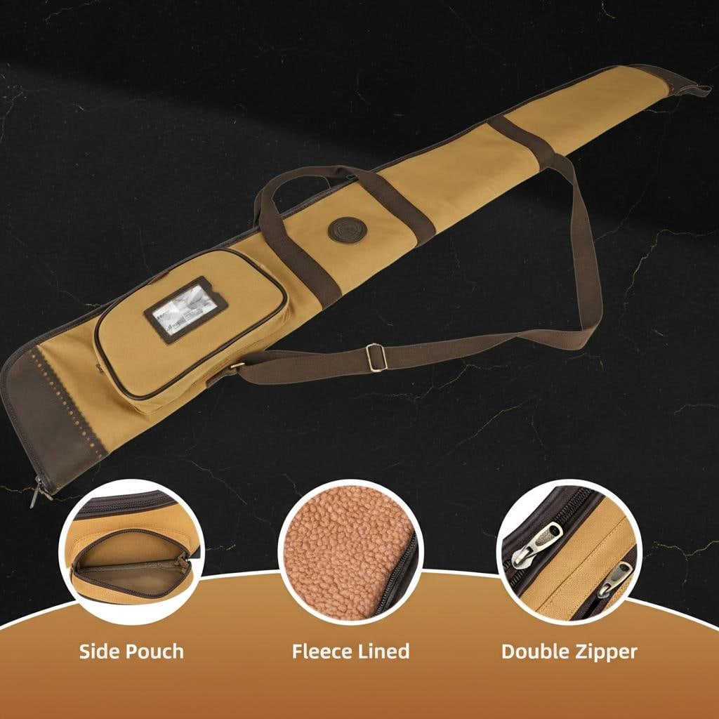 Padded Canvas and Leather Shotgun Case Gun Slip Bag with Adjustable Sling - 3