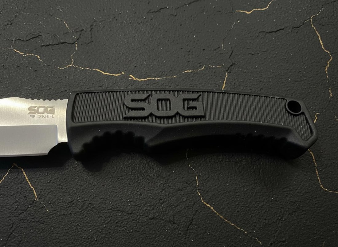 Mint SOG Field Knife, 4 Inch Full Tang Fixed Blade, Black Rubber Survival Grip - 7