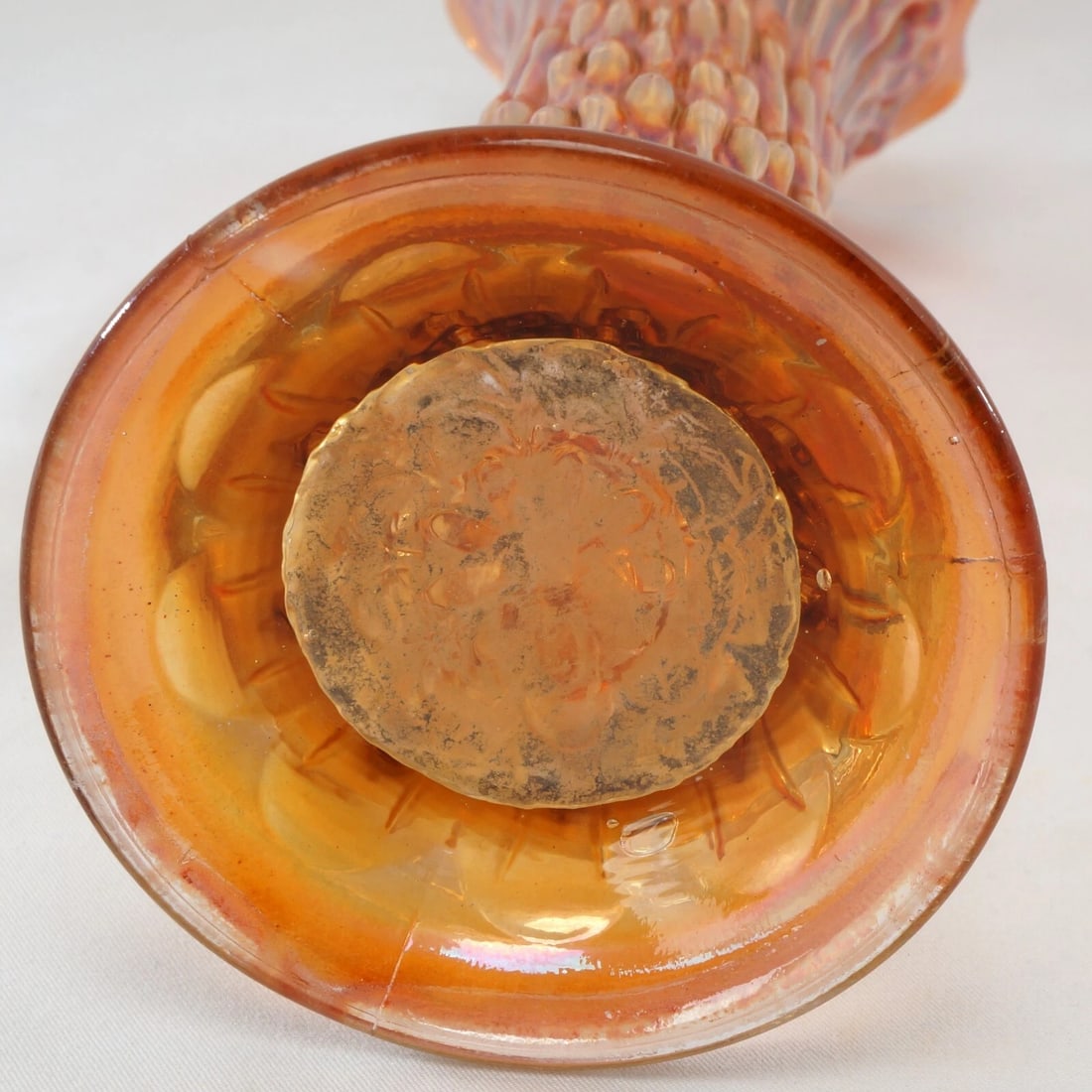 1910 Swung Glass Vase Iridescent Tree Trunk - 11