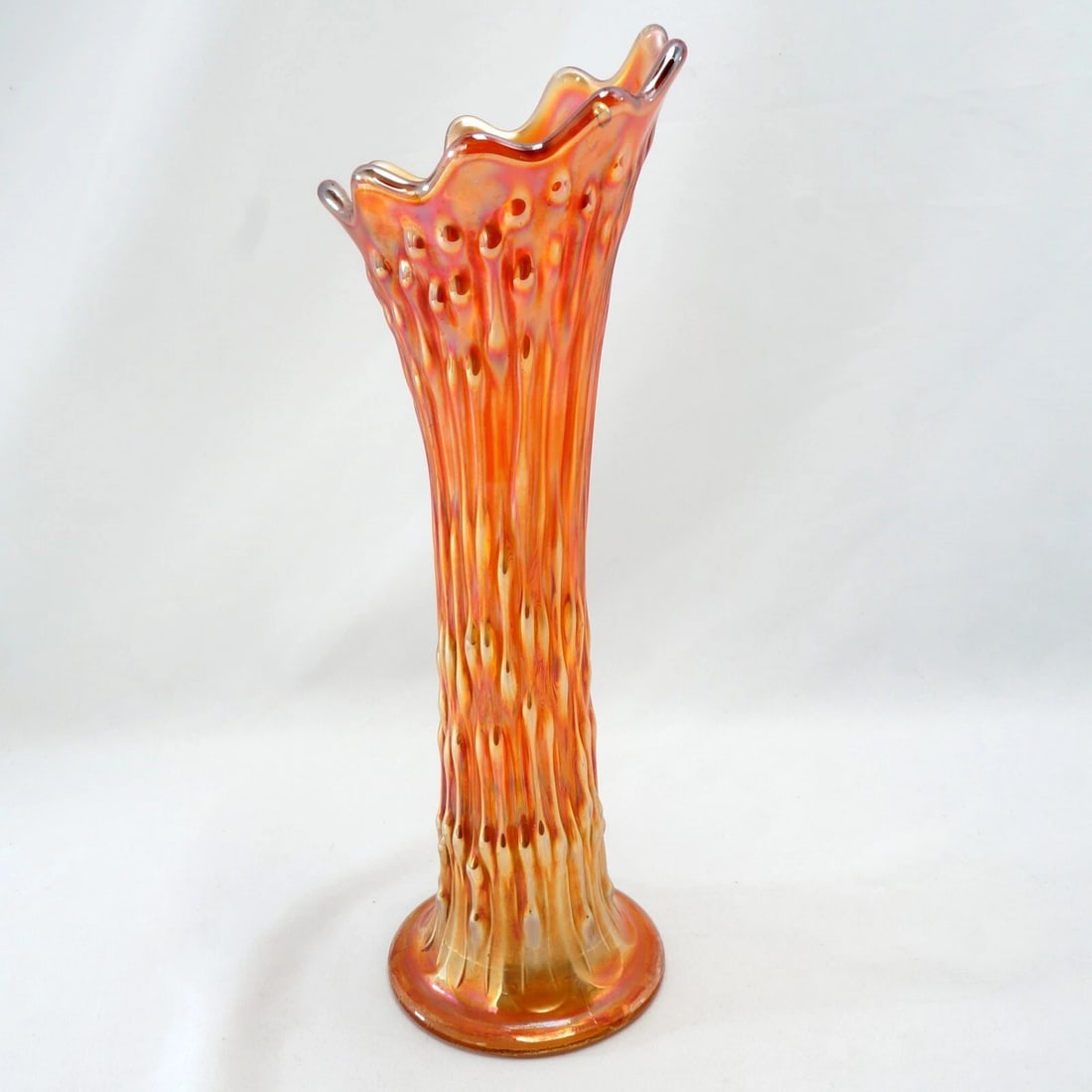 1910 Swung Glass Vase Iridescent Tree Trunk - 5