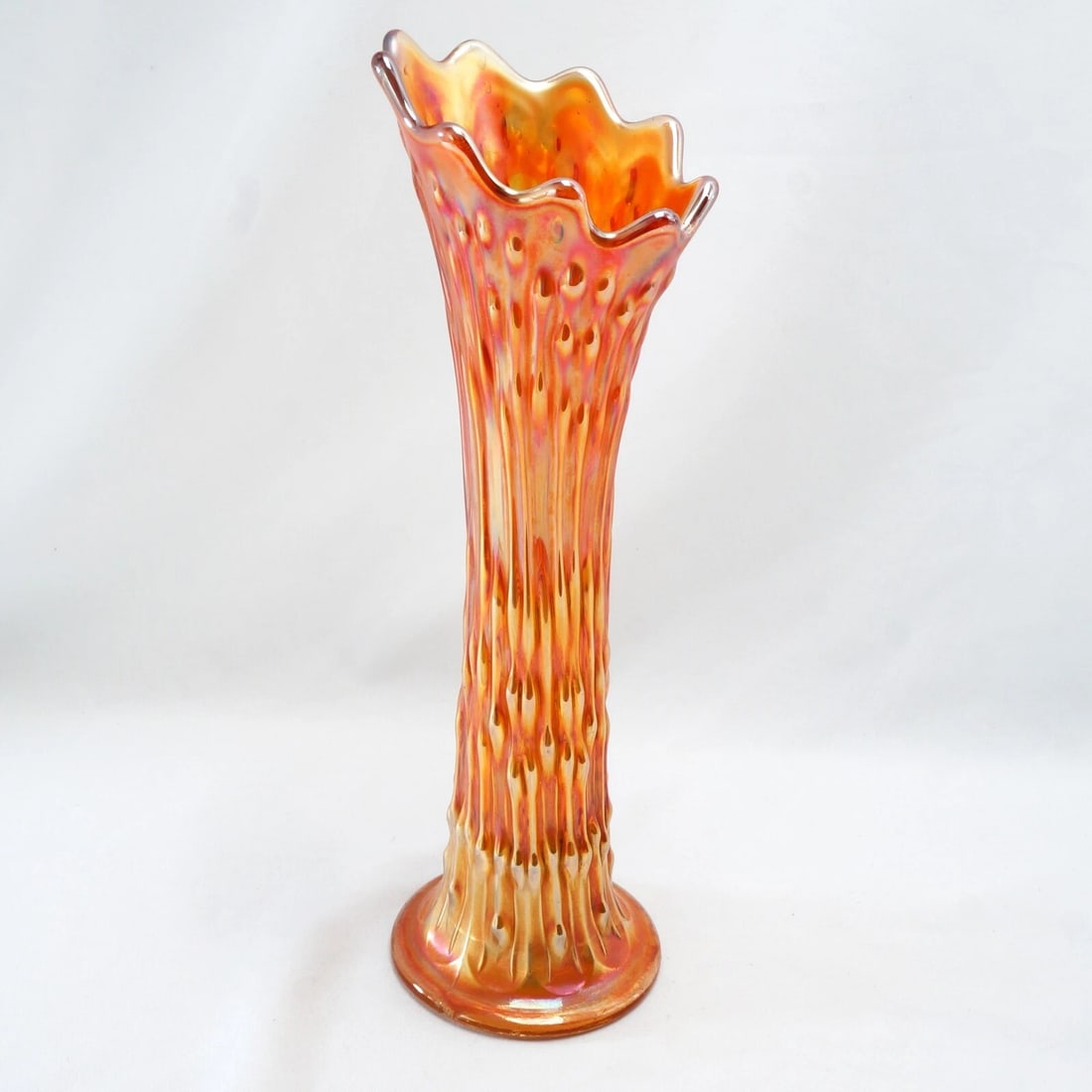 1910 Swung Glass Vase Iridescent Tree Trunk - 7