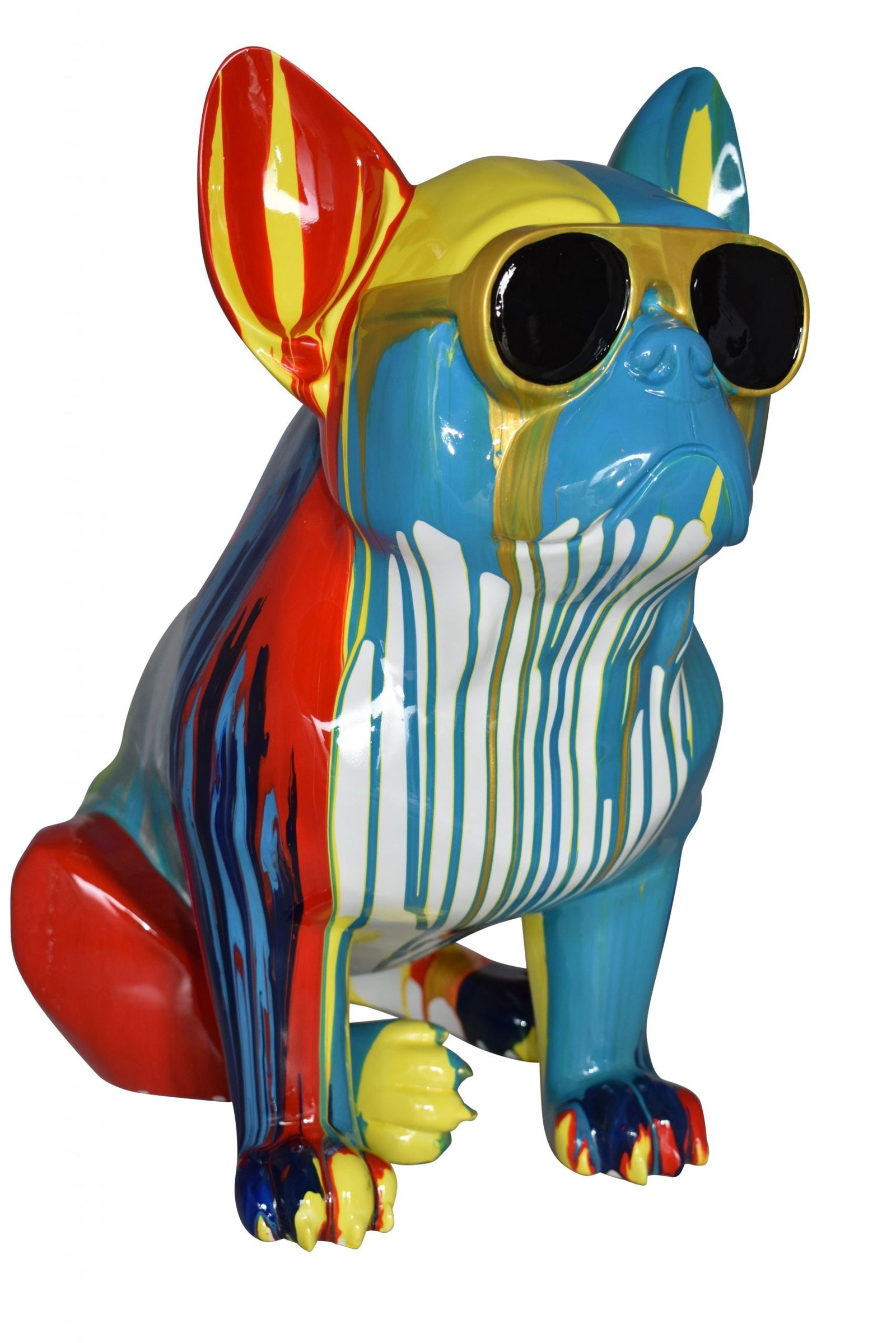 Graffiti-Inspired French Bulldog Resin Statue with Glasses – Modern Home Decor, 19"L x 12"W x 19"H (1 of 14)