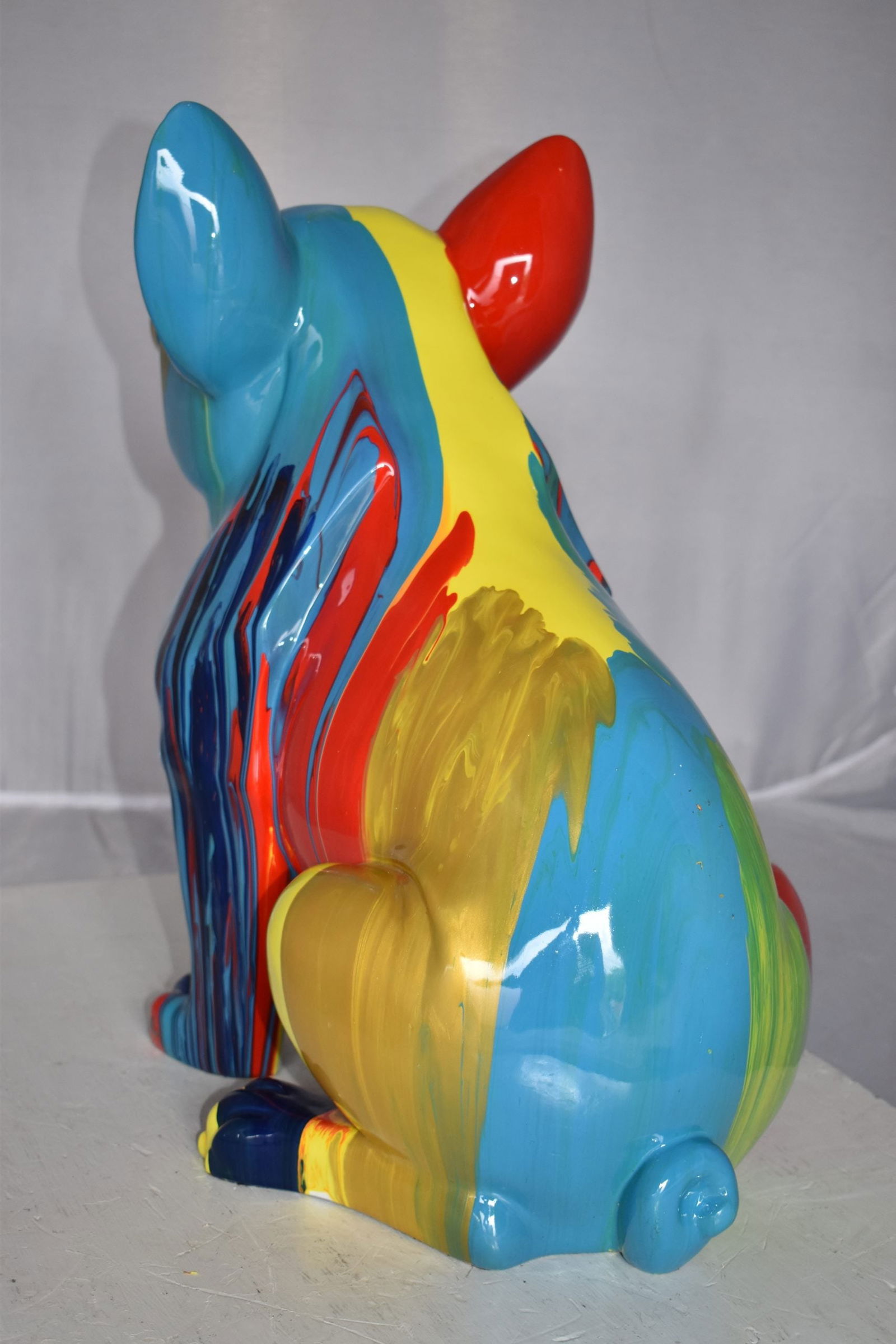 Graffiti-Inspired French Bulldog Resin Statue with Glasses – Modern Home Decor, 19"L x 12"W x 19"H - 9