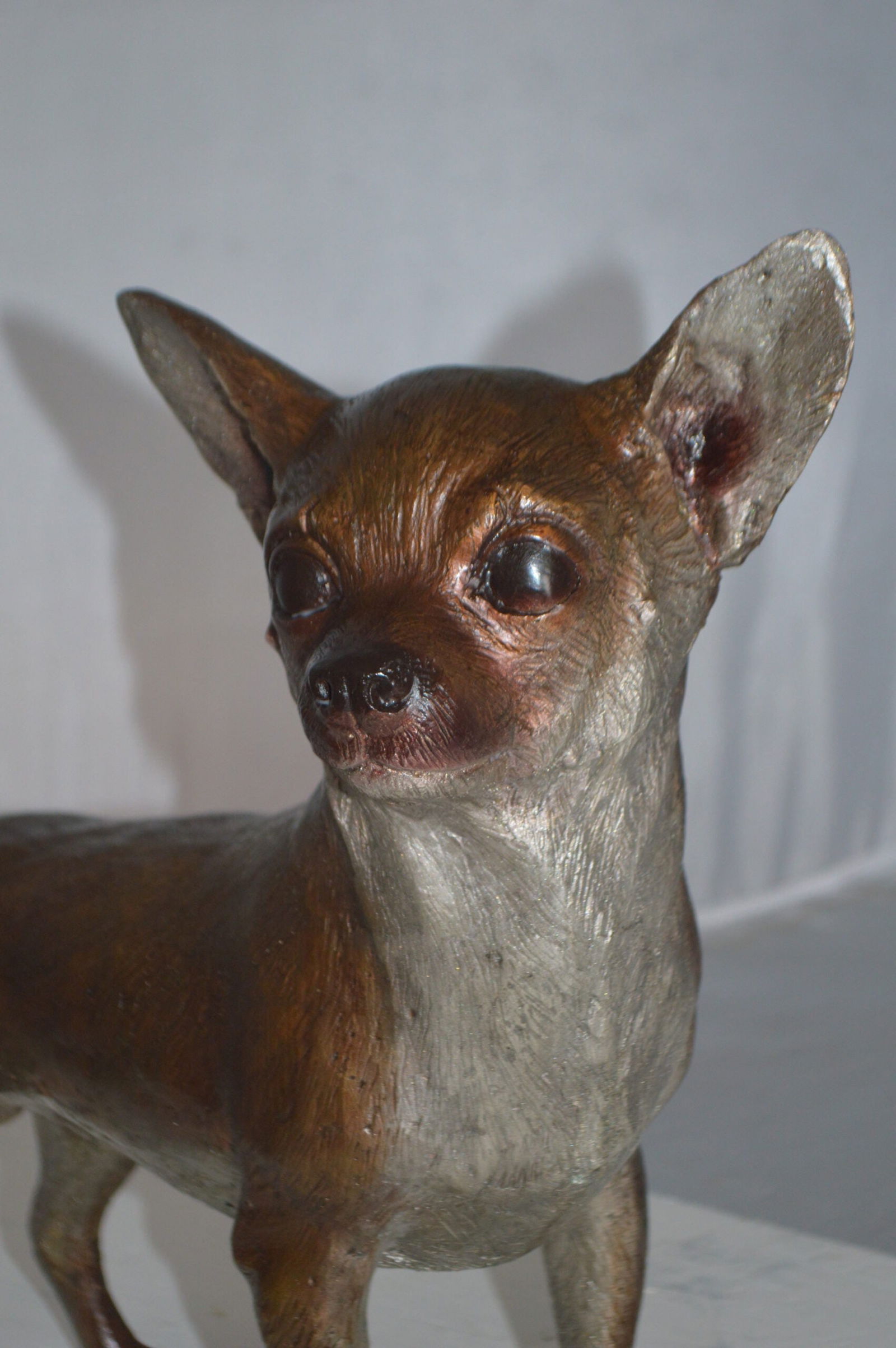 Standing Chihuahua Bronze Statue - Size: 6"L x 16"W x 14"H. - 10