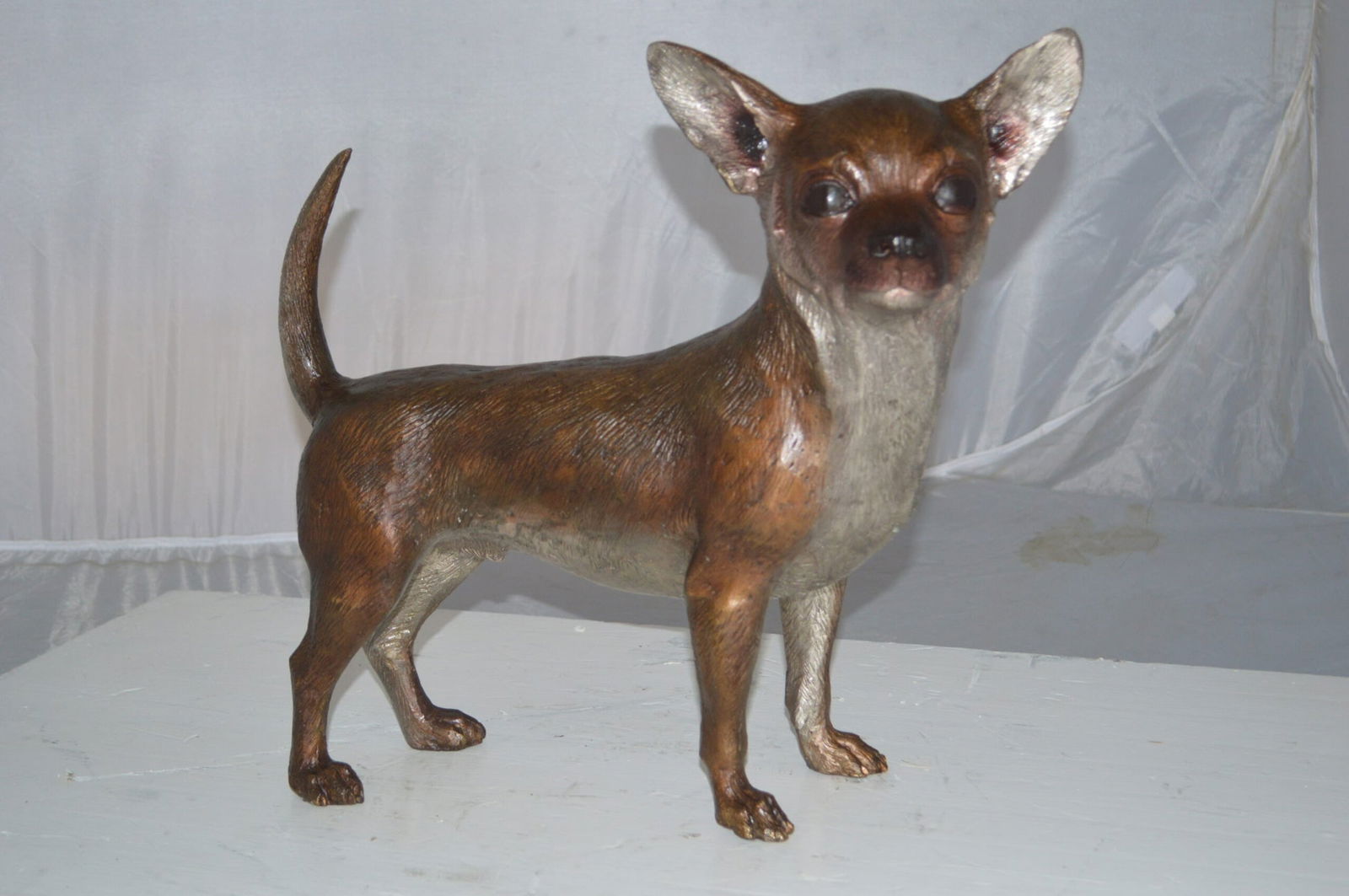 Standing Chihuahua Bronze Statue - Size: 6"L x 16"W x 14"H. - 11