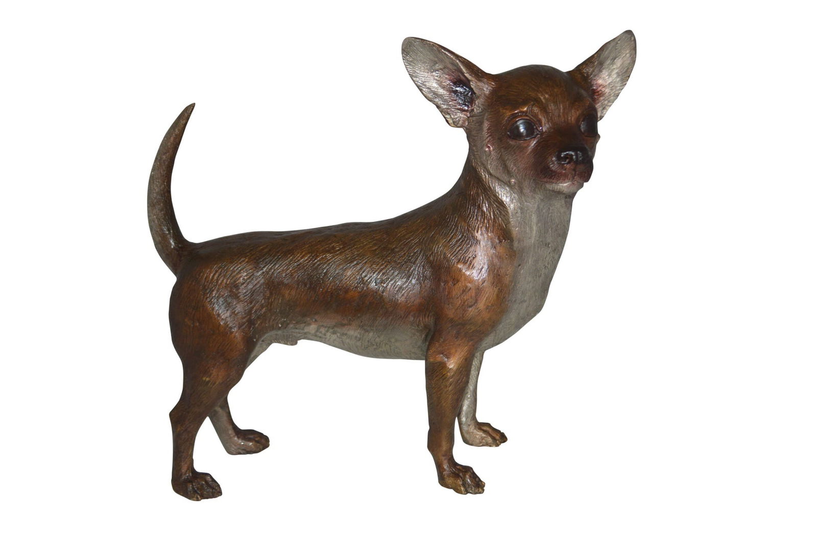 Standing Chihuahua Bronze Statue - Size: 6"L x 16"W x 14"H. (1 of 12)