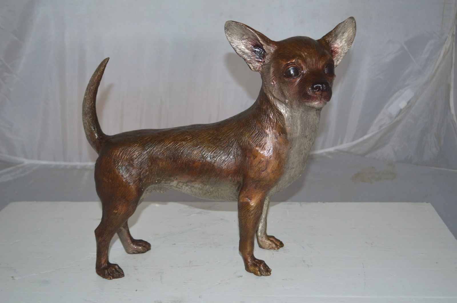Standing Chihuahua Bronze Statue - Size: 6"L x 16"W x 14"H. - 4