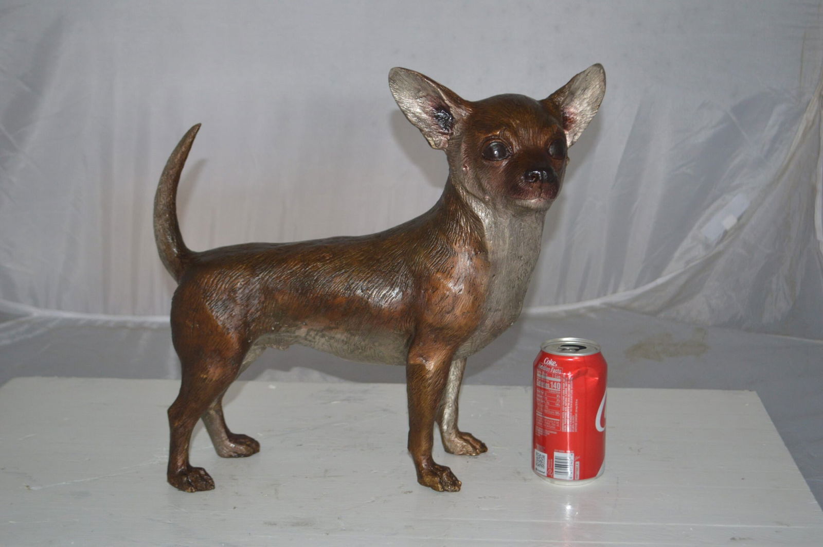 Standing Chihuahua Bronze Statue - Size: 6"L x 16"W x 14"H. - 5