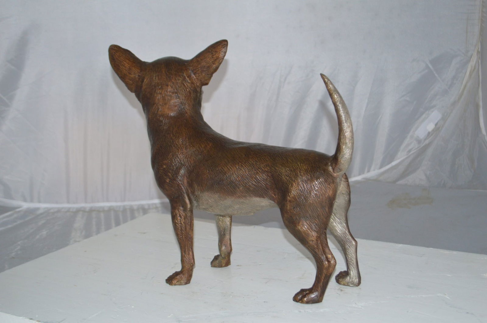 Standing Chihuahua Bronze Statue - Size: 6"L x 16"W x 14"H. - 7
